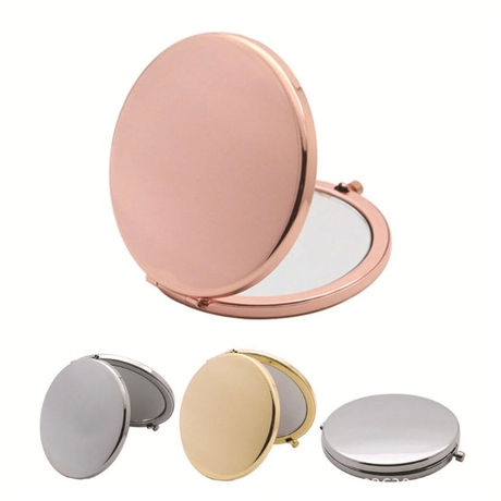 Espejo compacto redondo de doble cara de oro rosa