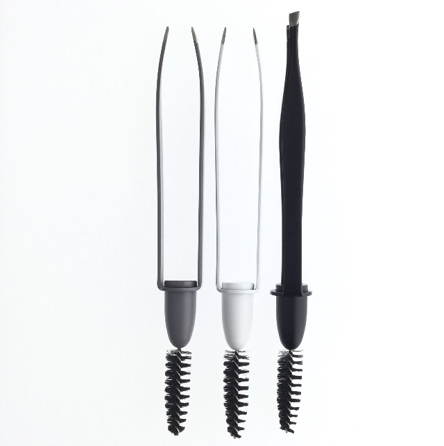 Pinzas de cejas de acero inoxidable de diseño único con cepillo