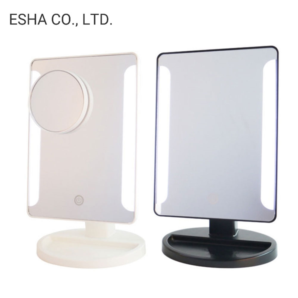 Espejo de princesa de escritorio con carga USB de alto brillo LED