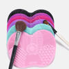 Limpiador de brochas de maquillaje de silicona púrpura con ventosa