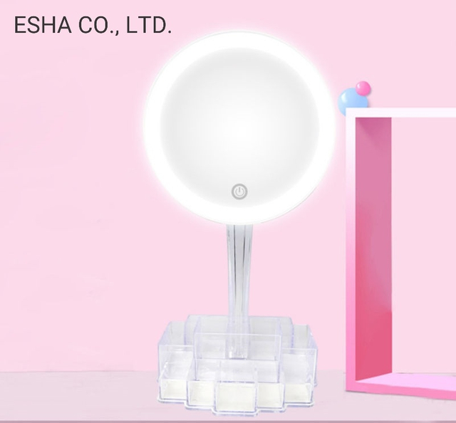Espejo LED cosmético táctil de escritorio creativo de gama alta de acrílico