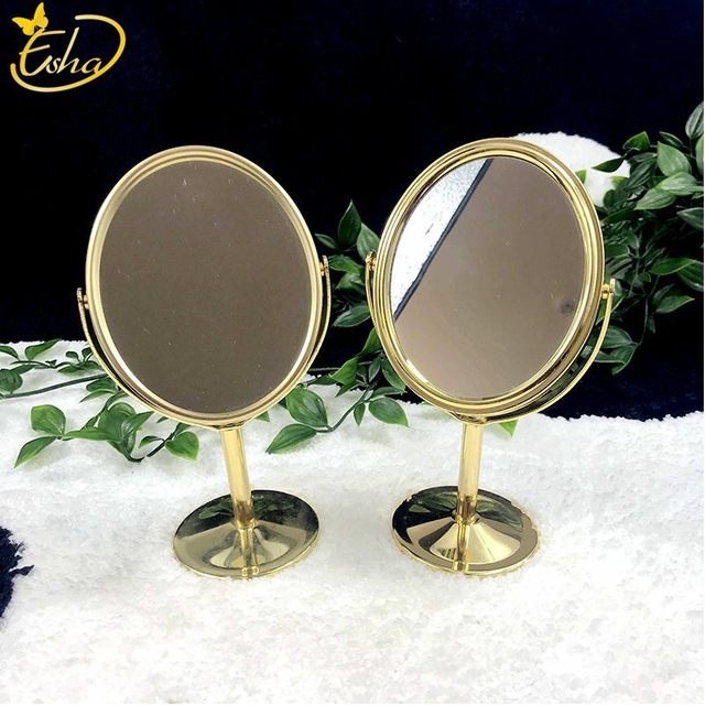 Espejo cosmético de mesa redonda mini dorado