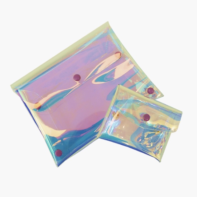 Bolsa de maquillaje cosmético transparente holográfica de TPU