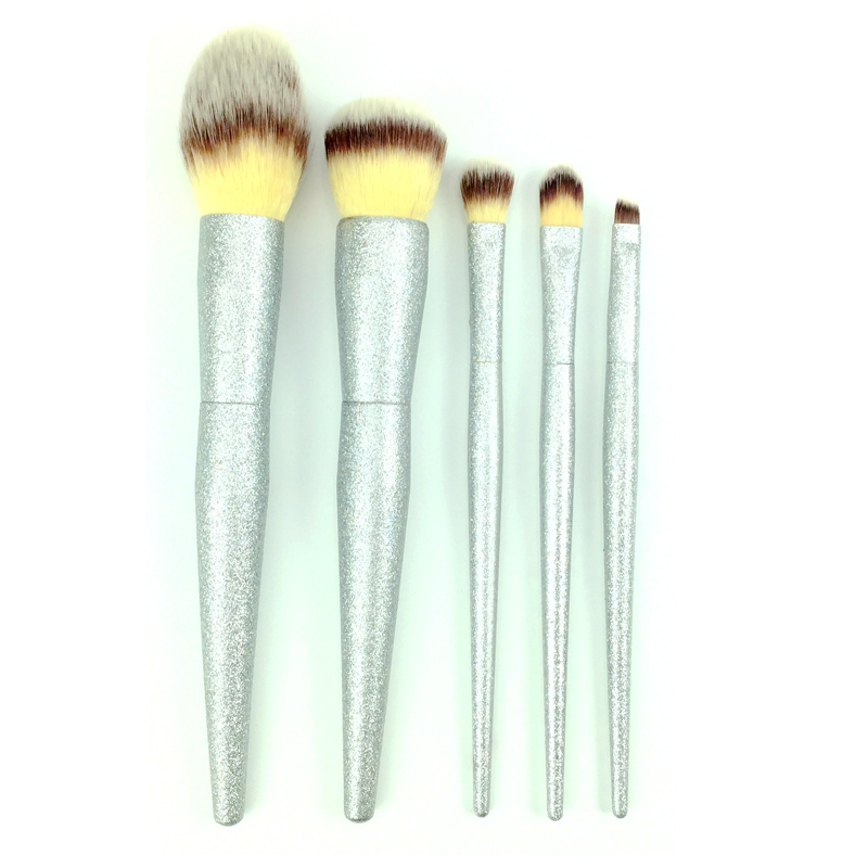5 PCS Silver Shine Makeup Cepillos Set (Face & Eye)