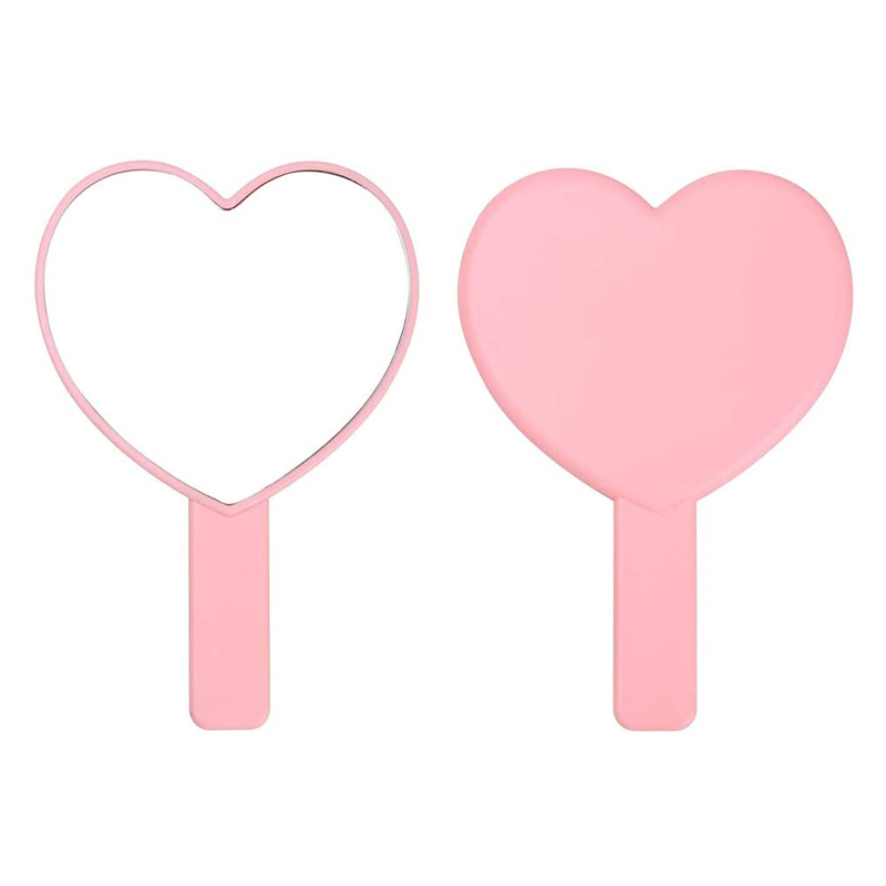 Espejo de mano decorativo rosa en forma de corazón