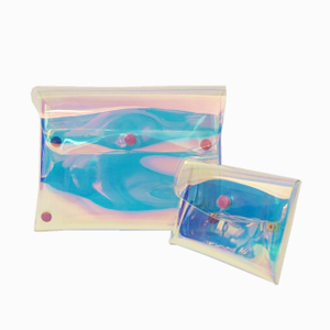 Bolsa de maquillaje cosmético transparente holográfica de TPU