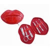 Hermoso set de manicura multifuncional en estuche rojo con forma de labios